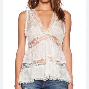 Free people deep v  trapeze cami with damage